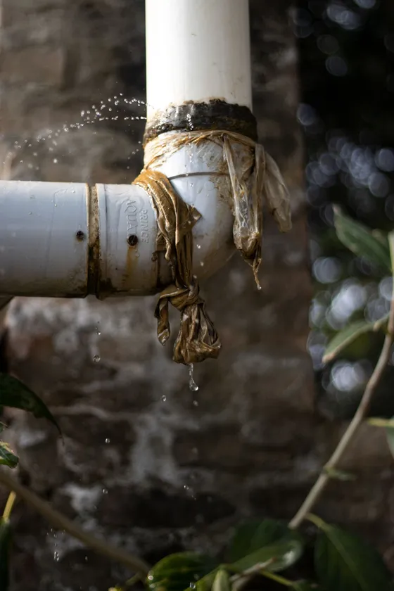 Emergency plumber repairing an active residential water leak